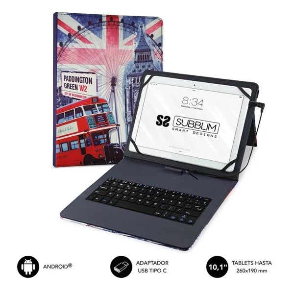 Funda con Teclado Subblim Keytab Pro USB England para Tablets de 10.1'-11'