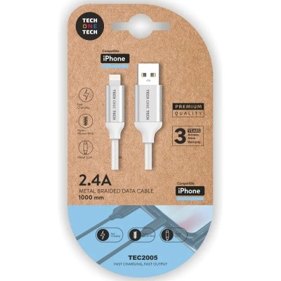 Cable USB 2.0 Tech One Tech TEC2005/ USB Macho - Lightning