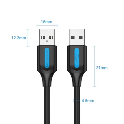 Cable USB 2.0 Vention COJBC/ USB Macho - USB Macho/ 480Mbps/