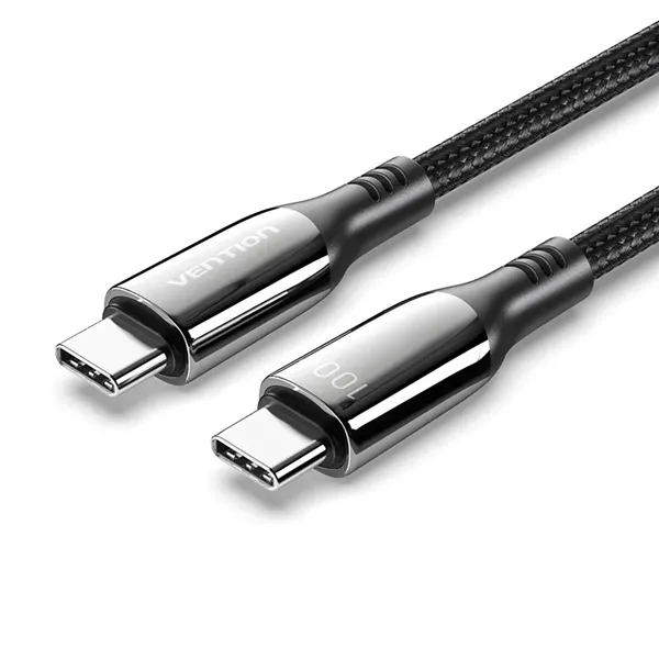 Cable USB 2.0 Tipo-C 5A 100W Vention CTKBH/ USB Tipo-C Macho - USB Tipo-C Macho/ Hasta 100W/ 480Mbps/ 2m/ Negro