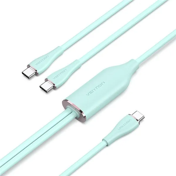 Cable USB 2.0 Tipo-C Vention CTMGG/ USB Tipo-C Macho - 2 x USB Tipo-C Macho/ Hasta 100W/ 480Mbps/ 1.5m/ Verde