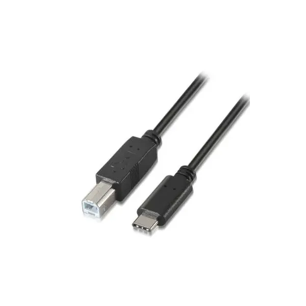 Cable USB 2.0 Impresora Aisens A107-0053/ USB Tipo-C Macho - USB Tipo-B Macho/ 1m/ Negro