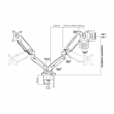 AISENS DT27TSR-045 soporte para monitor 81,3 cm (32") Negro