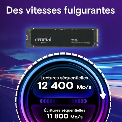 Crucial T700 SSD 4TB con Disipador NVMe a 12400MB/s PCIe 5.0