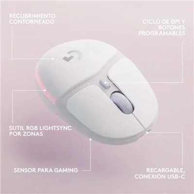 Logitech G705 Gaming Blanco RGB Ratón Bluetooth+USB 8200 DPI