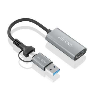 AISENS Conversor Aluminio USB-A+USB-C A HDMI 1080P@60Hz