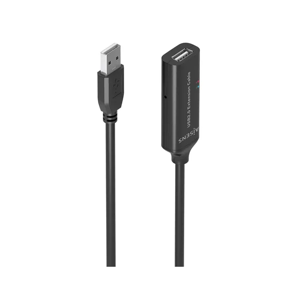 AISENS Cable USB 2.0 Prolongador con Amplificador, Tipo A/M-A/H, Negro, 5.0m