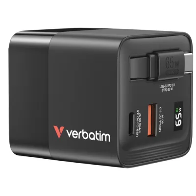 Verbatim GaN Charger 65W Universal Negro Corriente alterna