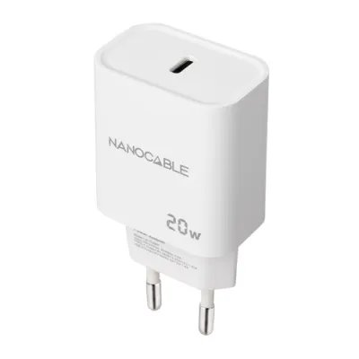 Cargador Pared 1xusb-c Pd 20w Blanco Nanocable