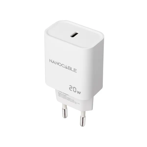 Cargador Pared 1xusb-c Pd 20w Blanco Nanocable