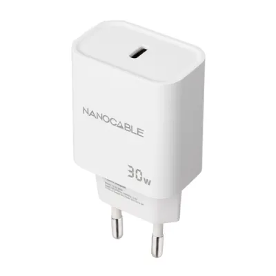 Cargador Pared 1xusb-c Pd 30w Blanco Nanocable