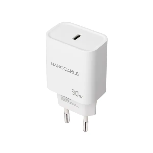 Cargador Pared 1xusb-c Pd 30w Blanco Nanocable