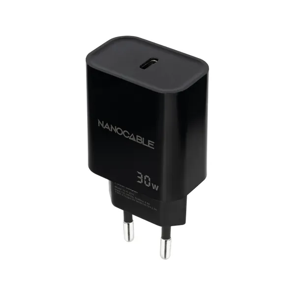 Cargador Pared 1xusb-c Pd 30w Negro Nanocable