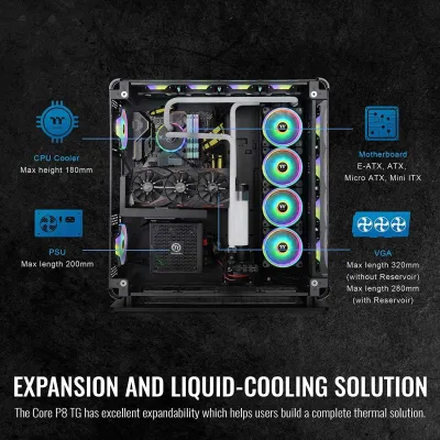 Thermaltake Core P8 TG Full Tower ATX/E-ATX Triple Cristal