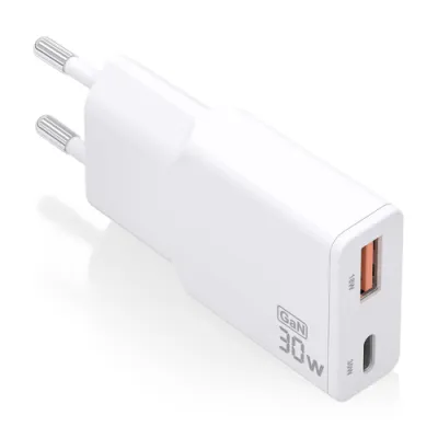 AISENS ASCH-30W2P046-W Cargador GaN Doble x2 USB-C + USB-A 30W