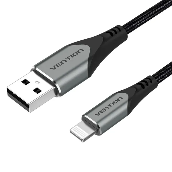 Cable USB 2.0 Lightning Vention LABHD/ USB Macho - Lightning Macho/ Hasta 12W/ 480Mbps/ 50cm/ Gris