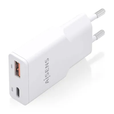 AISENS ASCH-30W2P046-W Cargador GaN Doble x2 USB-C + USB-A 30W