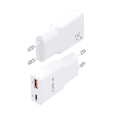 AISENS ASCH-30W2P046-W Cargador GaN Doble x2 USB-C + USB-A 30W