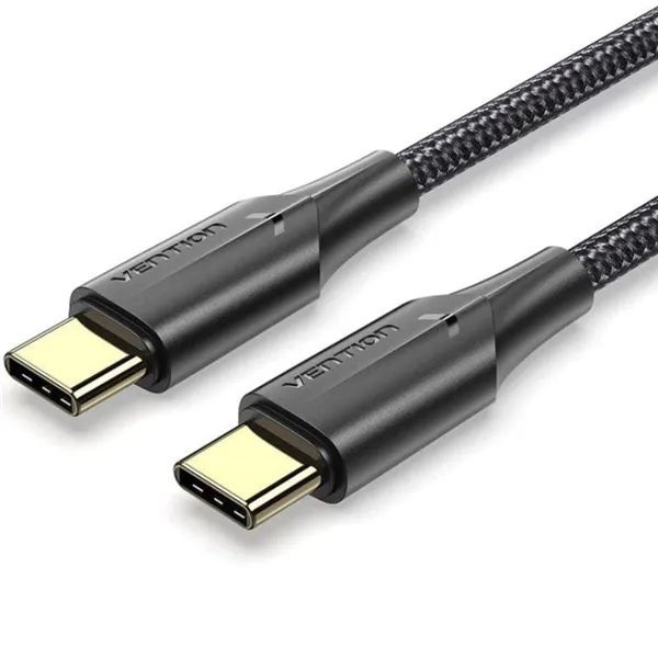 Cable USB 2.0 Tipo-C 3A Vention TAUBI/ USB Tipo-C Macho - USB Tipo-C Macho/ Hasta 60W/ 480Mbps/ 3m/ Negro