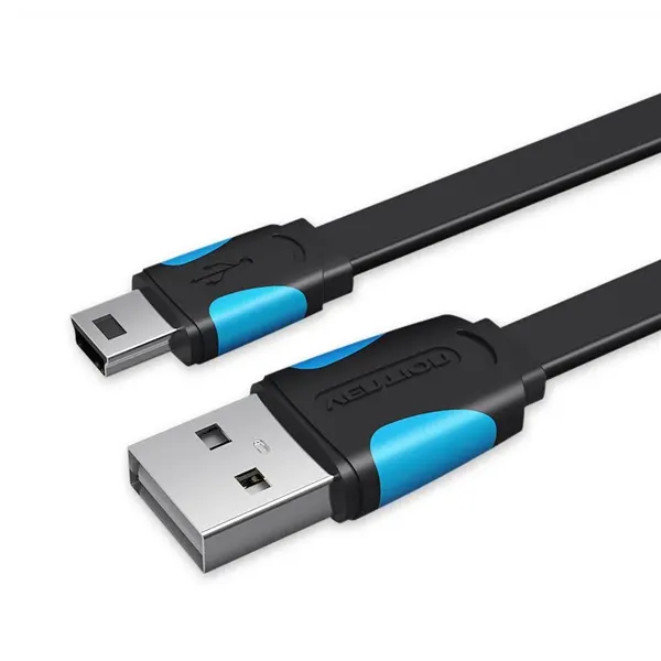 Cable USB 2.0 Vention VAS-A14-B100/ Mini USB Macho - USB Macho/ Hasta 10W/ 480Mbps/ 1m/ Azul y Negro