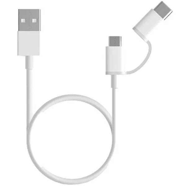 Cable USB 2.0 Xiaomi Mi 2-in-1 USB Cable SJV4082TY USB Macho - Micro USB Macho/ USB Tipo-C Macho/ 1m/ Blanco