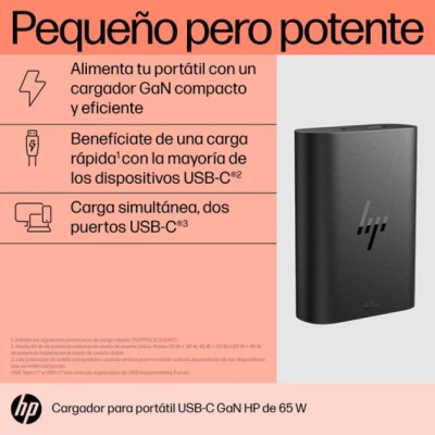 Cargador de Portátil HP 600Q7AA USB Tipo-C/ 65W/ Automático/