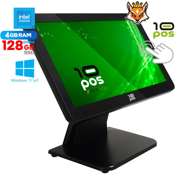 10Pos FT-16N TPV Comercio 15.6" Táctil Intel J4125 4GB 128GB SSD Wifi, Sin Windows