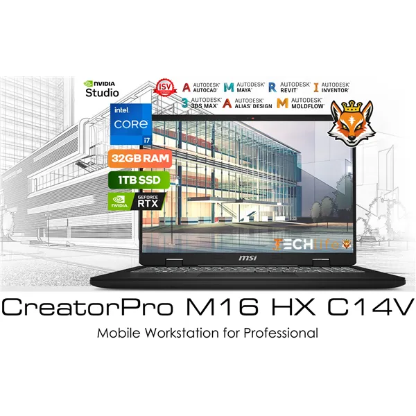 MSI CreatorPro M16 HX C14VIG-212XES Workstation - i7-14700HX 32GB 1TB SSD RTX1000 ADA 16"