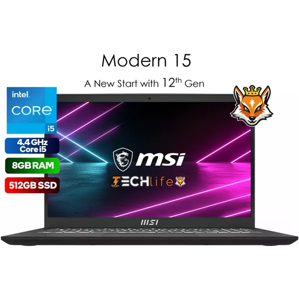 MSI Modern 15 B12M-025XES Black Intel Core i5-1235u 512GB SSD 8GB 15.6" FreeDOS