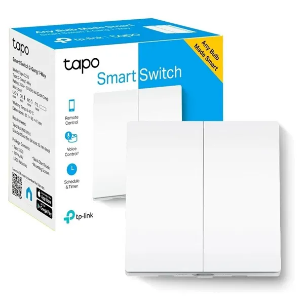 TP-Link Tapo S210 Interruptor DOBLE Inteligente de pared para la luz Enciende y apaga las luces