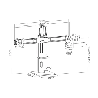 AISENS Soporte De Mesa Pro Contrapeso Giratorio E Inclinable