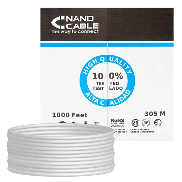 Nanocable Bobina de cable RJ45 UTP Cat.5e Rigido 305 mts, Gris 10.20.0304