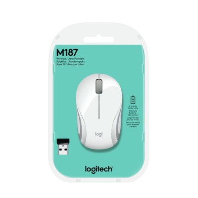 Logitech M187 Plata/Blanco -Ratón inalámbrico ultraportátil