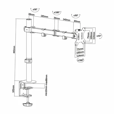 AISENS DT32TSR-039 soporte para monitor 81,3 cm (32") Negro