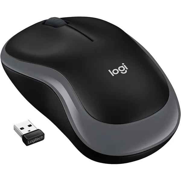 Logitech M185 Negro/Gris - Ratón inalámbrico mediano 1000 DPI, Óptico