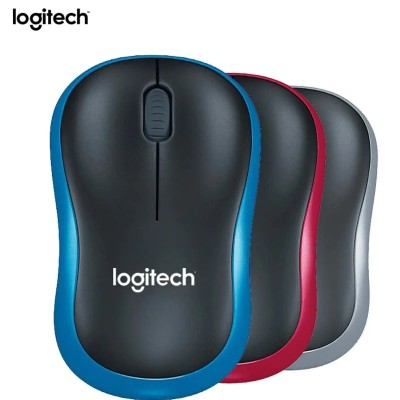 Logitech M185 Negro y Rojo -Ratón inalámbrico mediano 1000 DPI