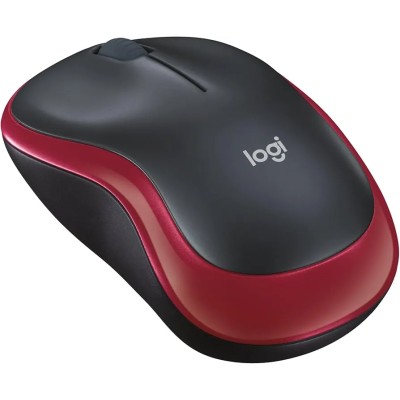 Logitech M185 Negro y Rojo -Ratón inalámbrico mediano 1000 DPI