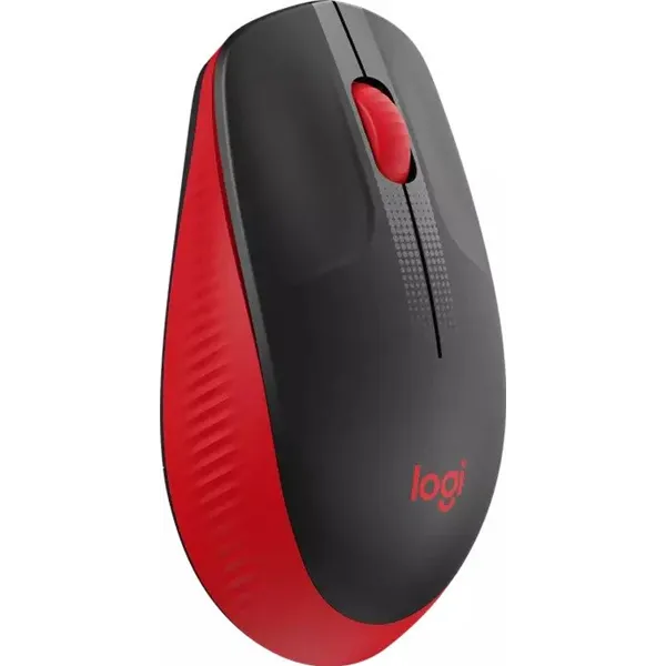 Logitech M190 Negro/Rojo Ratón inalámbrico tamaño normal, Diseño Curvo 1000 dpi