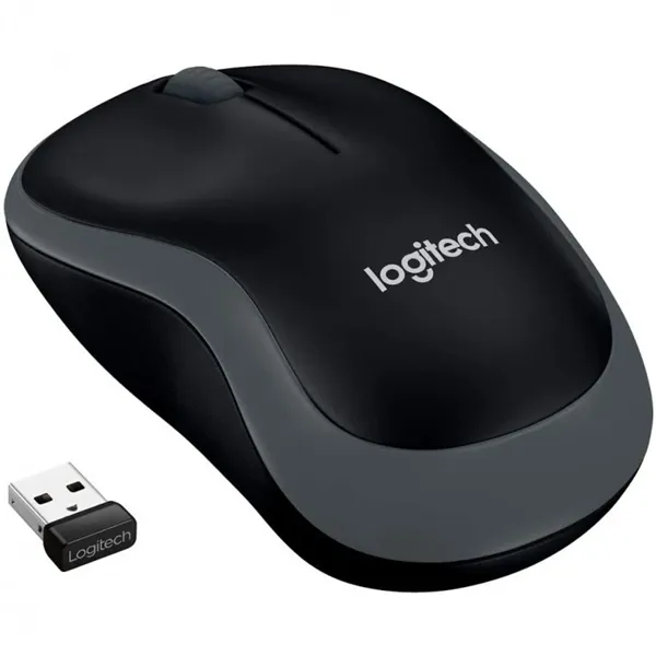 Logitech M185 Negro y Gris -Ratón inalámbrico mediano 1000 DPI, Óptico