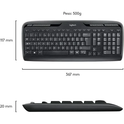 Logitech MK330 Multimedia Combo Teclado y Ratón Inalámbrico USB