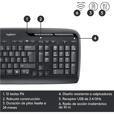 Logitech MK330 Multimedia Combo Teclado y Ratón Inalámbrico USB