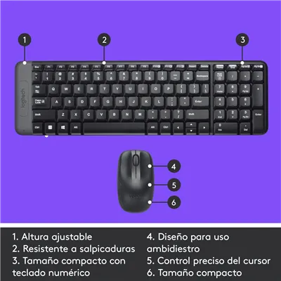 Logitech MK220 Slim Fit Combo Teclado y Ratón Inalámbrico USB