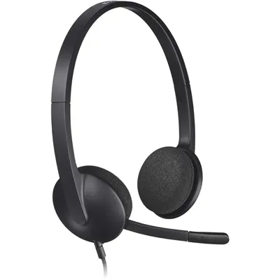 Logitech H340 Auriculares con Micrófono para PC, USB Negros