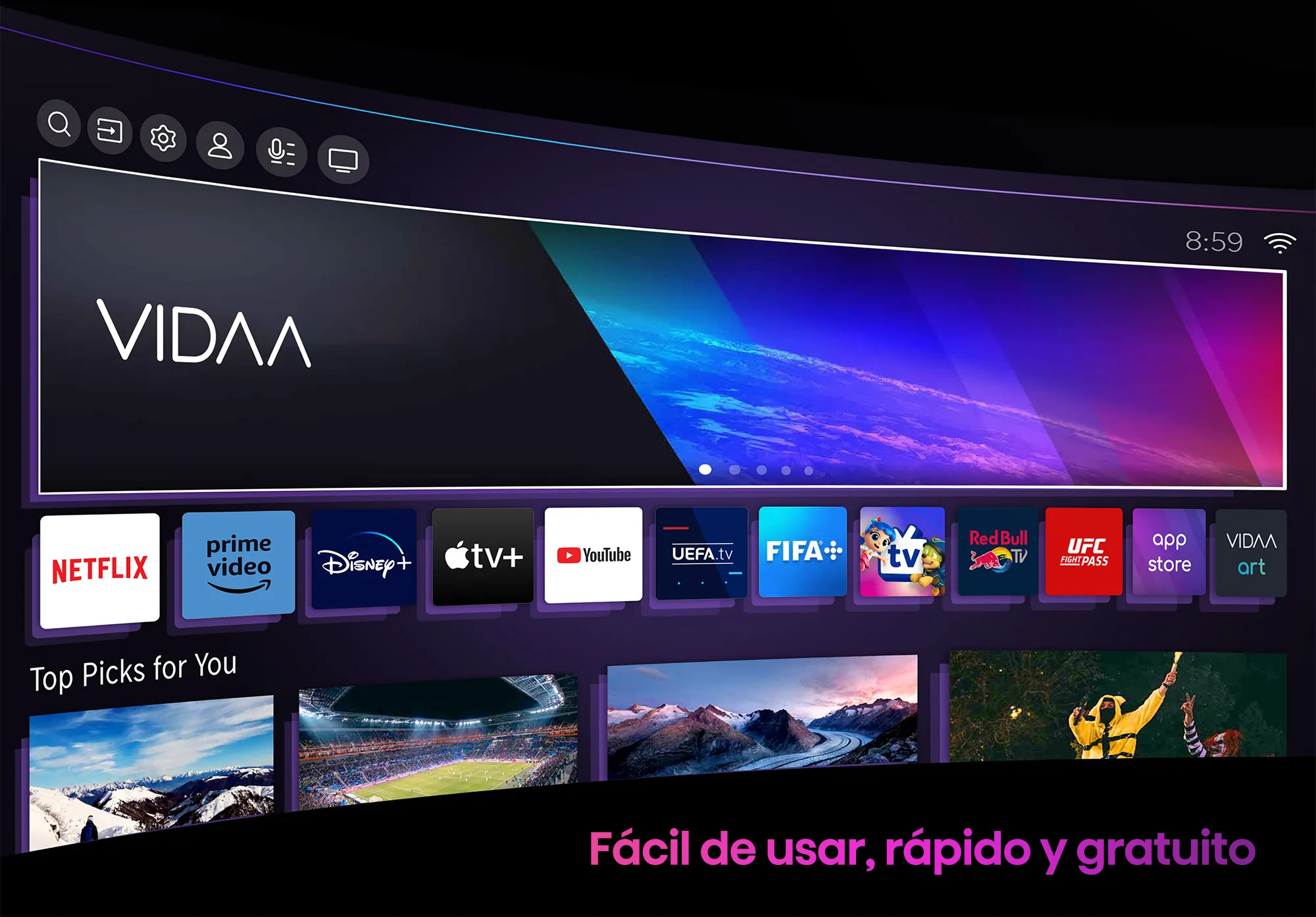 VIDAA Smart TV, Dolby Vision, Alexa integrado, VIDAA Voice, DVB-T2 (H.265)