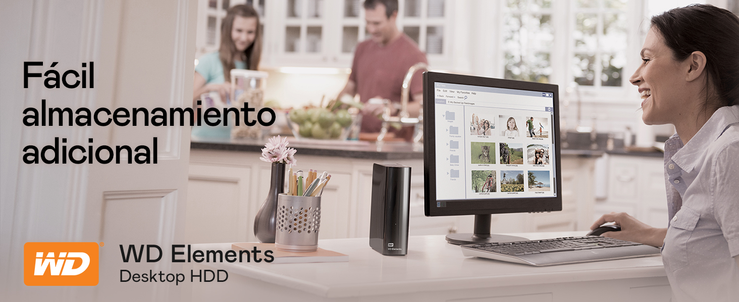 WD Elements - Disco duro externo de escritorio, Compatibilidad USB 3.0, Plug-and-Play solución para un fácil almacenamiento adicional de tus fotos, música, vídeos y archivos importantes.